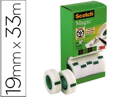 Fita Adesiva Scotch Magic 19mm X 33 Mt Embalagem de 14 Rolos c/ Dispensador de Cartão