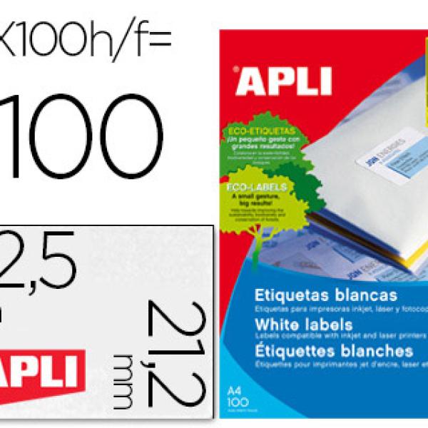 Etiquetas Adesivas Apli 1284 Medidas 52,5 X 21,2 mm p/Impressão (100 Folhas) Din A4