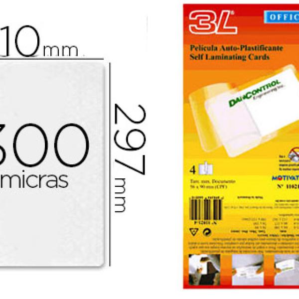 Bolsa de Plastificar Manual 3L Office a Frio 300 Mc Din A4 c/ Dorso Adesivo (10 Unidades)