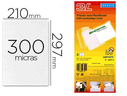 Bolsa de Plastificar Manual 3L Office a Frio 300 Mc Din A4 c/ Dorso Adesivo (10 Unidades)