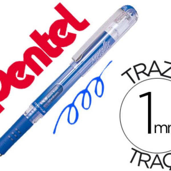 Roller Pentel Hybrid Gel K230M Ponta de 1,0 mm Cor Azul Metalico