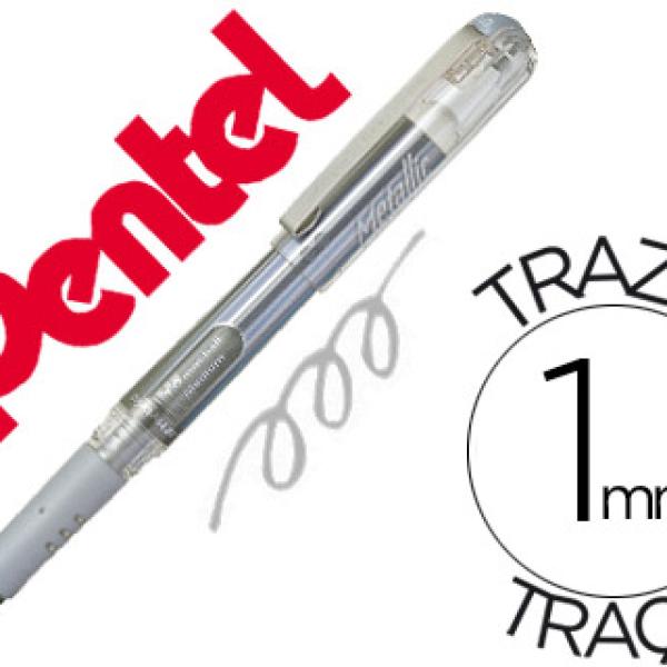Caneta Roller Pentel Hybrid Gel K230M Ponta de 1,0 mm Cor Prata