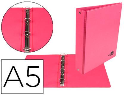 Pasta de 4 Aneis 25mm Redondos A5 Cartão Forrado PVC Fucsia