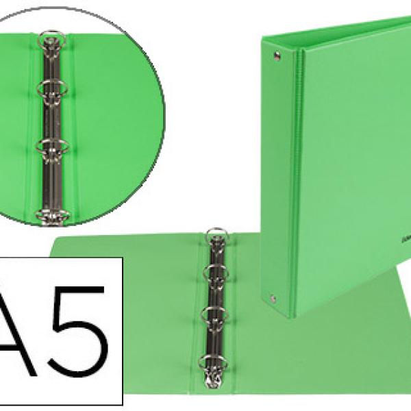 Pasta de 4 Aneis 25mm Redondos A5 Cartão Forrado PVC Verde