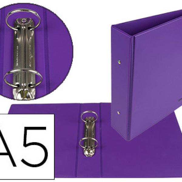 Pasta de 2 Aneis 40mm Redondos Din A5 Cartão Forrado PVC Violeta