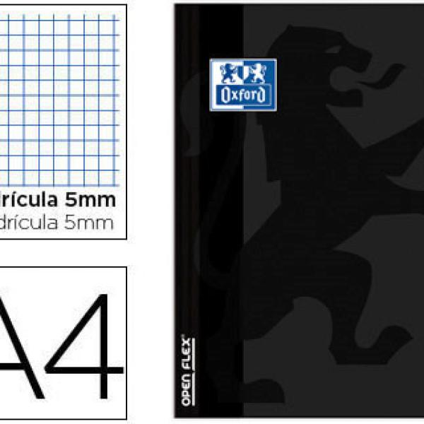 Caderno Escolar Agrafado Oxford Openflex A4 48F Quadricula 5mm Preto