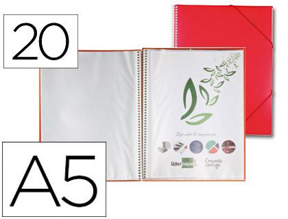 Capa Catalogo c/ Espiral 20 Bolsas Polipropileno Din A5 Vermelha