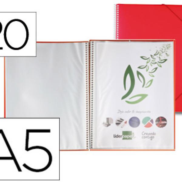 Capa Catalogo c/ Espiral 20 Bolsas Polipropileno Din A5 Vermelha
