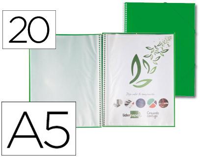 Capa Catalogo c/ Espiral 20 Bolsas Polipropileno Din A5 Verde