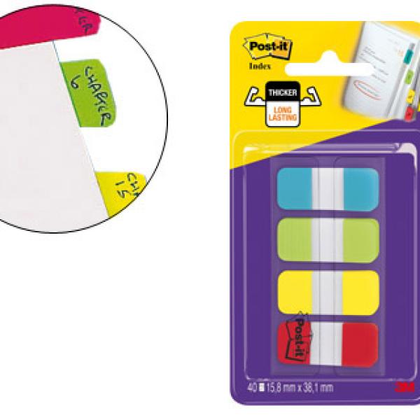 Bandas Separadoras Post - It Rigidas Dispensador 4 Cores Amarelo Azul Lima e Vermelho Index 676 - Alyr - E