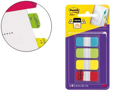 Bandas Separadoras Post - It Rigidas Dispensador 4 Cores Amarelo Azul Lima e Vermelho Index 676 - Alyr - E