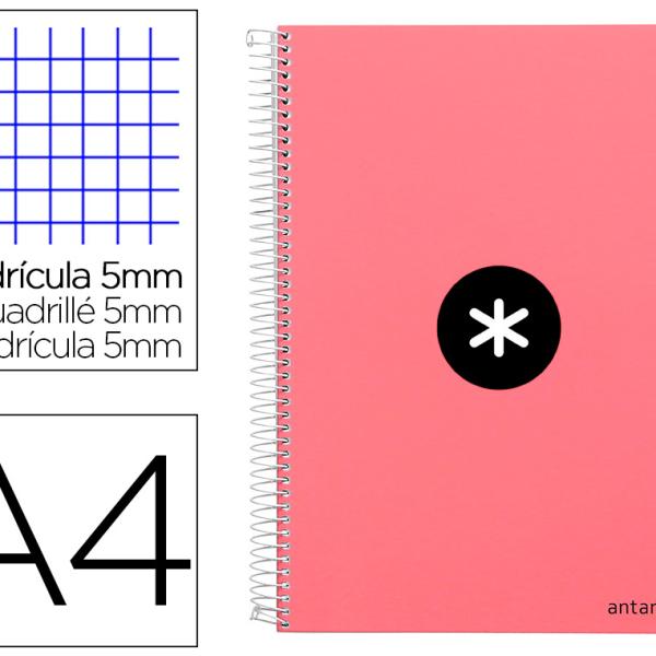 Caderno Espiral Din A4 Capa Dura 80 F 100 Gr Quadricula 5 Mm Com Margem Cor Coral - ANTARTIK