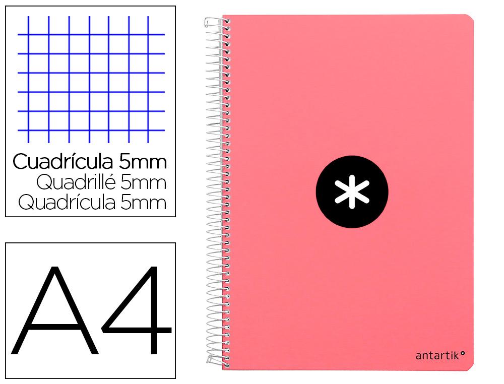Caderno Espiral Din A4 Capa Dura 80 F 100 Gr Quadricula 5 Mm Com Margem Cor Coral - ANTARTIK
