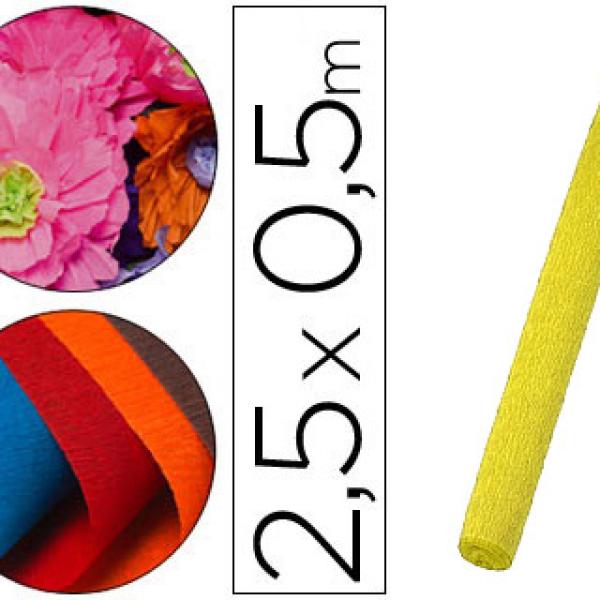 Papel Crepe 50 cm X 2,5 M 34G/M2 Amarelo Fluorescente