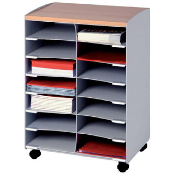 Modulo Paperflow c/ 14 Compartimentos e Rodas Cor Cinza
