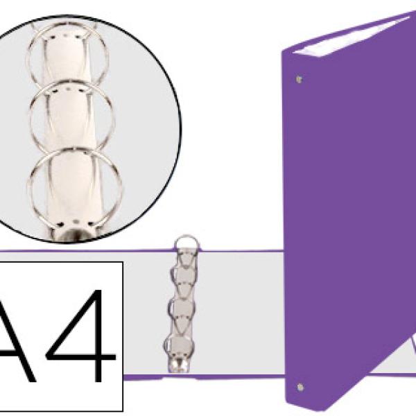 Pasta Exacompta de 4 Aneis 30mm Redondos Din A4 Cartão Forrado Roxo