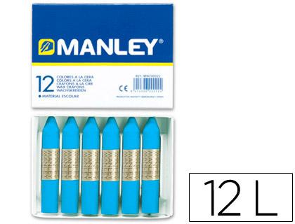 Lápis de Cera Manley Unicolor Azul Cobalto N.20 Caixa de 12 Unidades