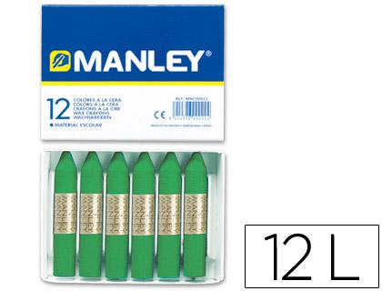 Lápis de Cera Manley Unicolor Verde Primavera N.25 Caixa de 12 Unidades