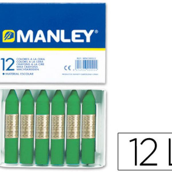 Lápis de Cera Manley Unicolor Verde Primavera N.25 Caixa de 12 Unidades