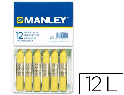 Lápis de Cera Manley Unicolor Verde Amarelo Claro N.47 Caixa de 12 Unidades