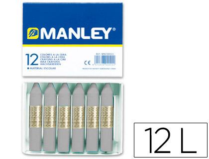 Lápis Cera Manley Unicolor Cinza N 72 Caixa de 12 Lápis