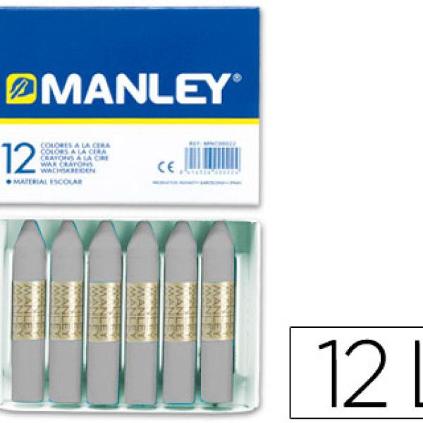 Lápis Cera Manley Unicolor Cinza N 72 Caixa de 12 Lápis