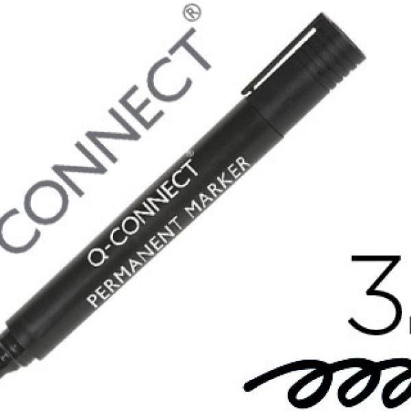 Marcador Q - Connect Permanente Preto Ponta Redonda 3.0 mm
