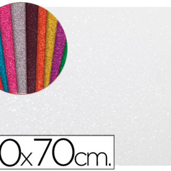 Goma Eva c/ Purpurina 50X70cm 60G/ M2 Espessura 2 mm Branco