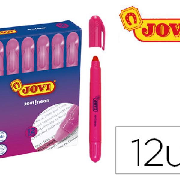 Marcador de Cera Gel Jovi Fluorescente Rosa Caixa de 12 Unidades