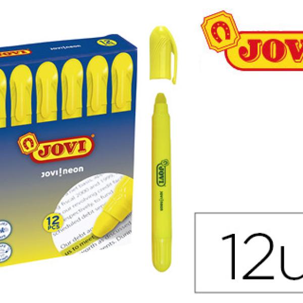 Marcador de Cera Gel Jovi Fluorescente Amarillo Caixa de 12 Unidades