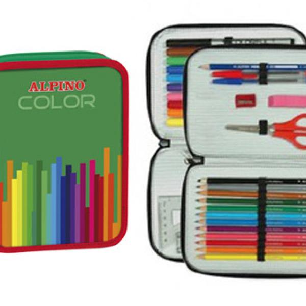 Plumier Escolar Alpino Color Pequenho Duplo Cremallera