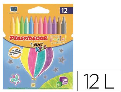 Lápis de Cera Plastidecor Caixa de 12 Cores Pastel e Metalico