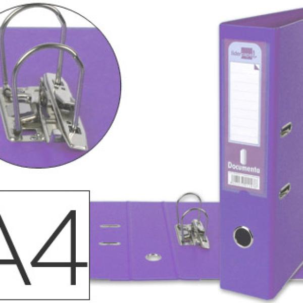 Pasta de Arquivo de Alavanca A4 Forrado PVC c/ Rado Lombada 75mm Lilás Compressor Metalico