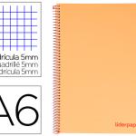 Caderno Espiral Din A6 Wonder Capa Plastico 120 F 90 Gr Quadricula 5Mm 4 Bandas De Cores (Laranja)