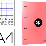 Pasta Com Recarga Antartik Din A4 Quadricula 5Mm Forrada 4 Aneis 25Mm Cor Coral - ANTARTIK
