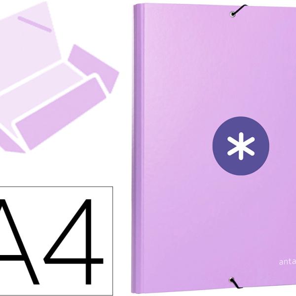 Pasta De Elasticos Antartik Din A4 3 Abas Cartao Forrado Cor Lavanda - ANTARTIK