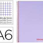 Caderno Espiral Din A6 Wonder Capa Plastico 120 F 90 Gr Quadricula 5Mm 4 Bandas De Cores (Violeta)