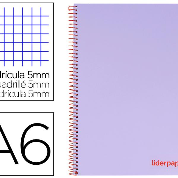 Caderno Espiral Din A6 Wonder Capa Plastico 120 F 90 Gr Quadricula 5Mm 4 Bandas De Cores (Violeta)