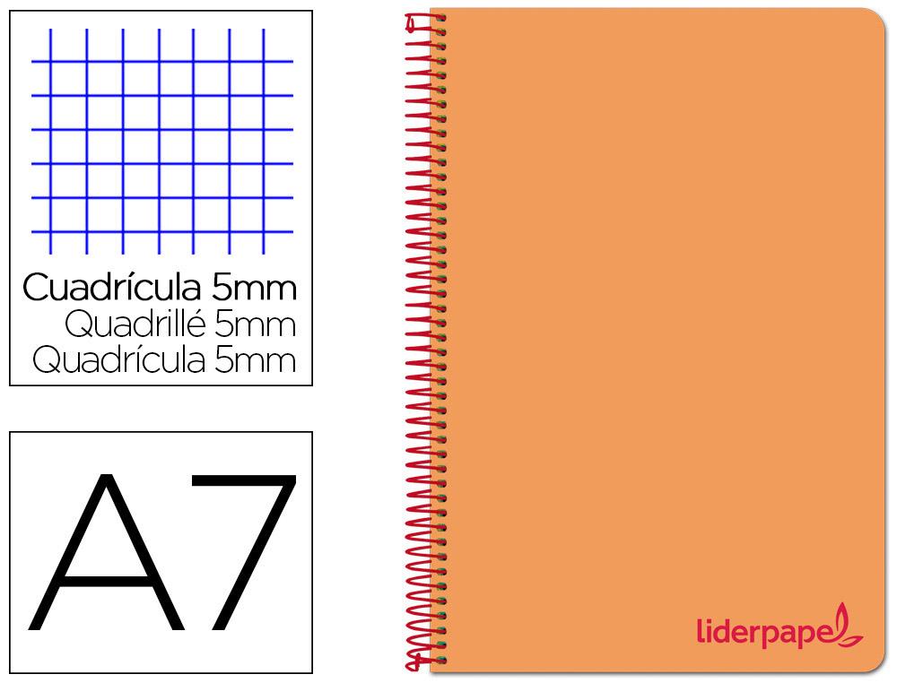 Caderno Espiral Din A7 Wonder Capa Plastico 100 F 90 Gr Quadricula 5Mm 4 Bandas De Cores (Laranja)