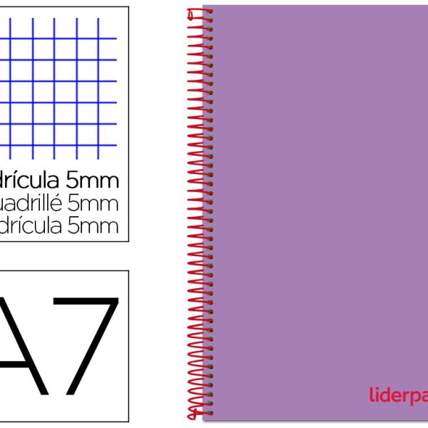 Caderno Espiral Din A7 Wonder Capa Plastico 100 F 90 Gr Quadricula 5Mm 4 Bandas De Cores (Violeta)