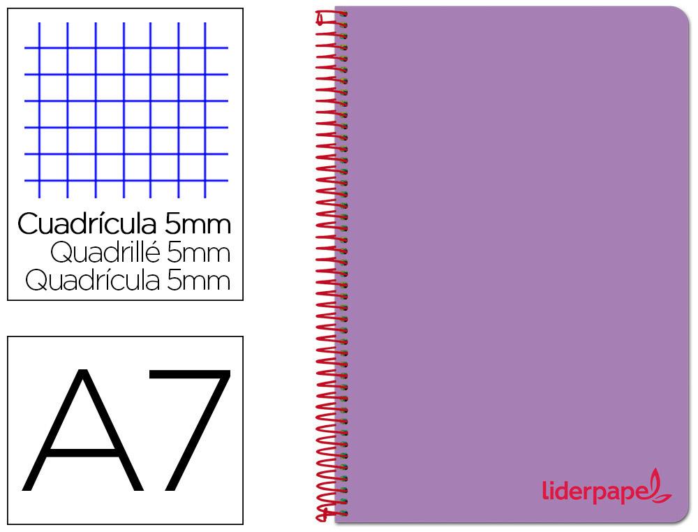 Caderno Espiral Din A7 Wonder Capa Plastico 100 F 90 Gr Quadricula 5Mm 4 Bandas De Cores (Violeta)