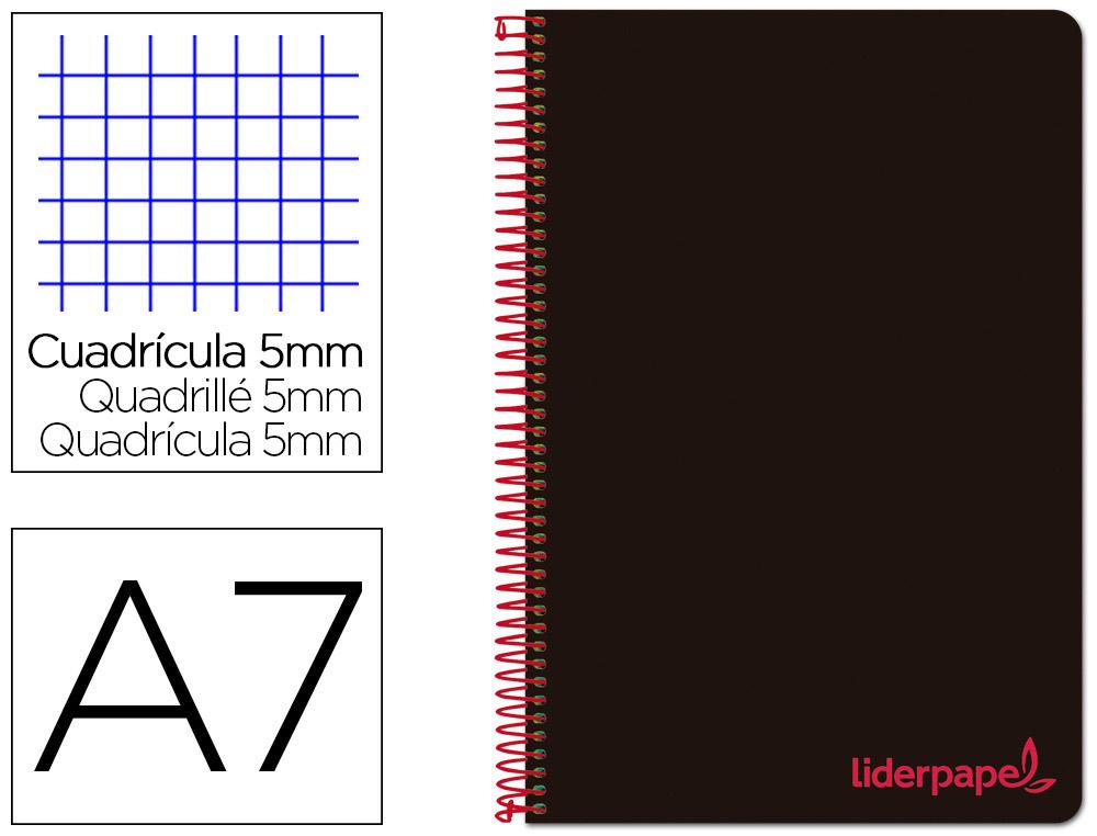 Caderno Espiral Din A7 Wonder Capa Plastico 100 F 90 Gr Quadricula 5Mm 4 Bandas De Cores Cor Preto