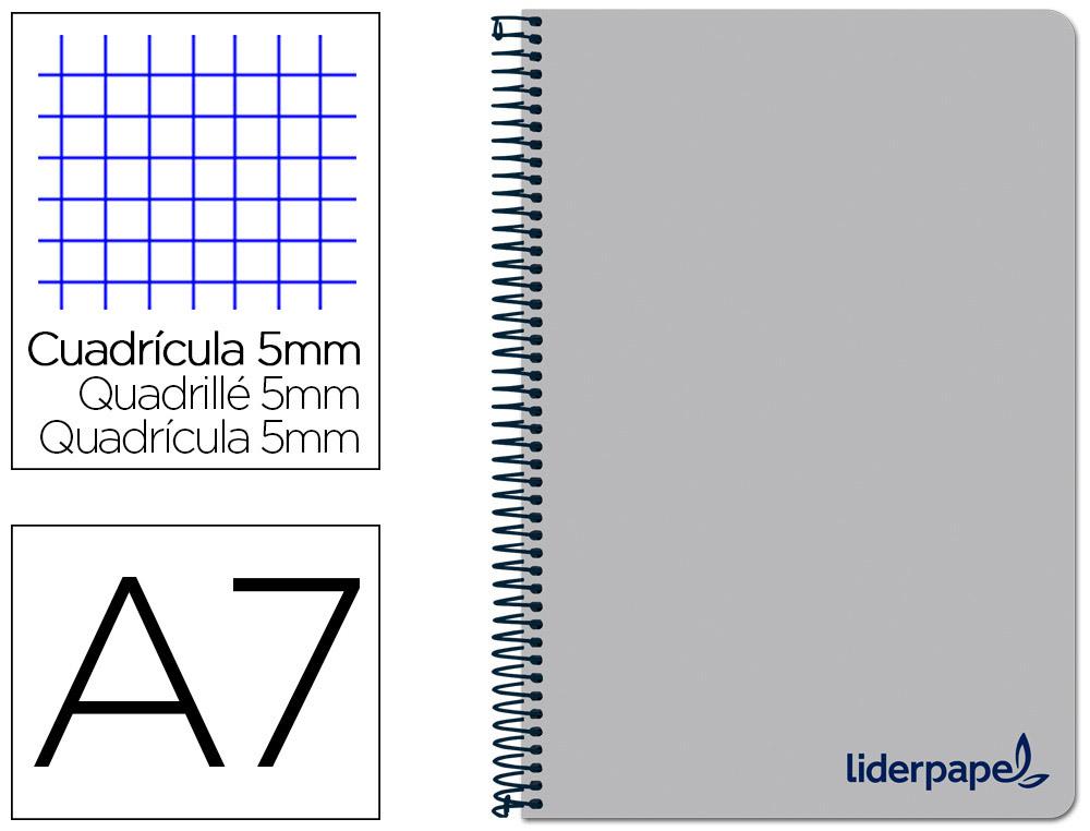 Caderno Espiral Din A7 Wonder Capa Plastico 100 F 90 Gr Quadricula 5Mm 4 Bandas De Cores Cor Cinza