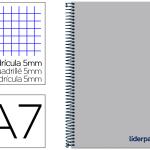 Caderno Espiral Din A7 Wonder Capa Plastico 100 F 90 Gr Quadricula 5Mm 4 Bandas De Cores Cor Cinza
