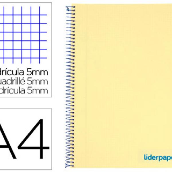 Caderno Espiral Din A4 Wonder Capa Plastico 120 F 90 Gr 5 Bandas De Cores 4 Furos Amarelo