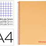 Caderno Espiral Din A4 Wonder Capa Plastico 120 F 90 Gr 5 Bandas De Cores 4 Furos Laranja