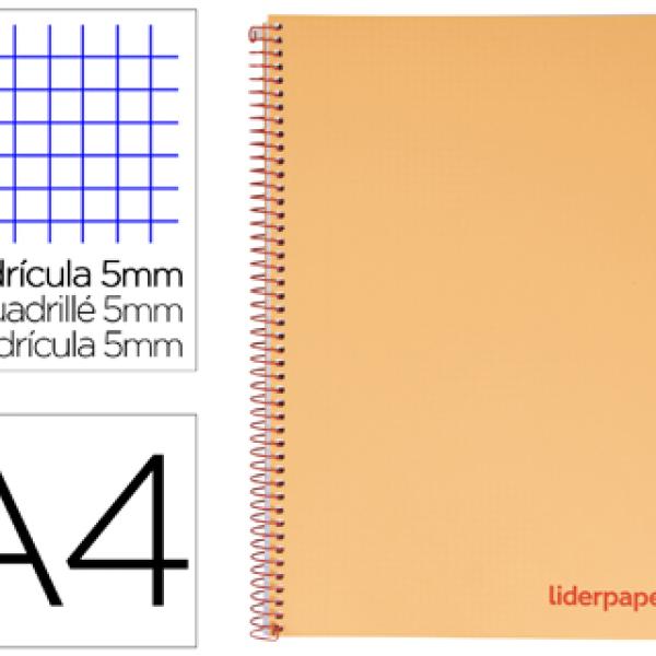 Caderno Espiral Din A4 Wonder Capa Plastico 120 F 90 Gr 5 Bandas De Cores 4 Furos Laranja