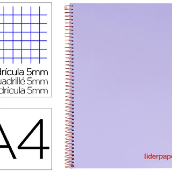 Caderno Espiral Din A4 Wonder Capa Plastico 120 F 90 Gr 5 Bandas De Cores 4 Furos Violeta