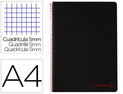Caderno Espiral Din A4 Wonder Capa Plastico 120 F 90 Gr Quadricula 5 Bandas De Cores 4 Furos Preto