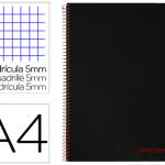 Caderno Espiral Din A4 Wonder Capa Plastico 120 F 90 Gr Quadricula 5 Bandas De Cores 4 Furos Preto
